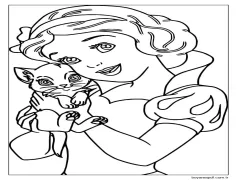 Pamuk Prenses ve Yavru Kedi Boyama Sayfası