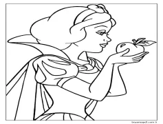 Pamuk Prenses Zehirli Elma Yiyor Boyama Sayfası