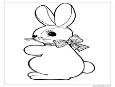 Paskalya Tavşanı Yay Takıyor Boyama Sayfası