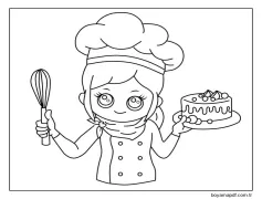 Pasta Ile şef Boyama Sayfası