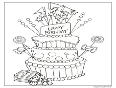 Patlamış Mısır ve Doğum Günü Pastası Boyama Sayfası