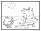 Peppa ve George Sahilde Boyama Sayfası
