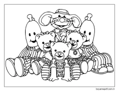 Pijamalı Muz Ve Arkadaşları Boyama Sayfası