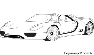 Porsche 1 Yaş Çocuklar İçin Boyama Sayfası