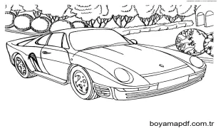 Porsche 2 Yaş Çocuklar İçin Boyama Sayfası