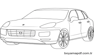 Porsche 3 Yaş Çocuklar İçin Boyama Sayfası