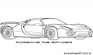 Porsche 4 Yaş Çocuklar İçin Boyama Sayfası