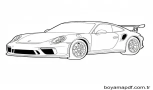 Porsche Çocuklar İçin Boyama Sayfası