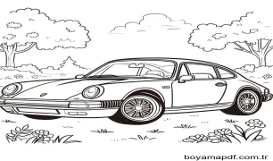 Porsche Yazdırılabilir Resim Boyama Sayfası