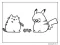 Pusheen ve Pikachu Yeme Boyama Sayfası