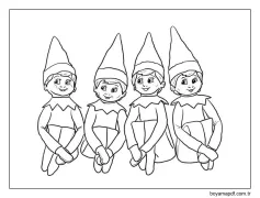 Raftaki Elfler Boyama Sayfası
