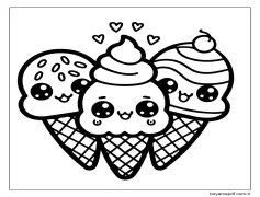 Resim Kawaii Yemek Boyama Sayfası