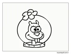 Sandy Cheeks Başını Çiz Boyama Sayfası