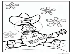 Sandy Cheeks Gitar Çalıyor Boyama Sayfası