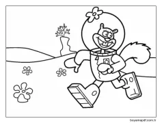Sandy Cheeks Koşuyor Boyama Sayfası