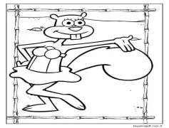 Sandy Cheeks Sahilde Boyama Sayfası