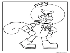 Sandy Cheeks Şüpheli Bakış Boyama Sayfası