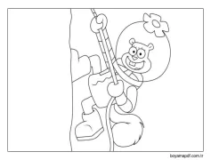 Sandy Cheeks Tırmanıyor Boyama Sayfası