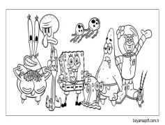 Sandy Cheeks ve Arkadaşlar Boyama Sayfası