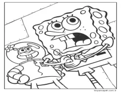 Sandy Cheeks ve Korkmuş Sünger Bob Boyama Sayfası