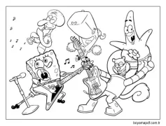 Sandy Cheeks Ve Onun Grubu Boyama Sayfası