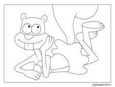 Sandy Cheeks Yatıyor Boyama Sayfası