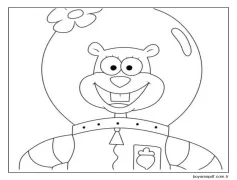 Sandy Cheeks Yüzü Boyama Sayfası