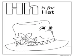 Şapka Harfi H Boyama Sayfası