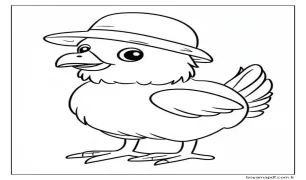 Şapkalı Tavuk Boyama Sayfası