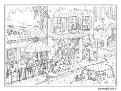 Şehir çizimi Boyama Sayfası