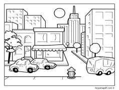 Şehir kasaba Boyama Sayfası