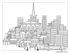Şehir manzarası Boyama Sayfası