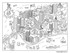 Şehir New York Yazdırılabilir Boyama Sayfası