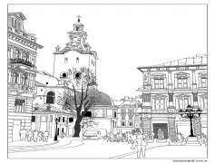 Şehir Ücretsiz Boyama Sayfası