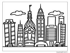 Şehir ücretsiz yazdırılabilir Boyama Sayfası