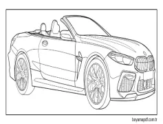 Serin jantlar ile Cabrio boyama oyunu Boyama Sayfası