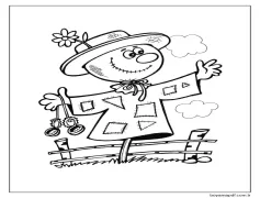 Sevimli çizgi film korkuluğu Boyama Sayfası