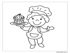 Sevimli çocuk Aşçı Boyama Sayfası