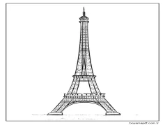 Sevimli Eyfel Kulesi yazdır Boyama Sayfası