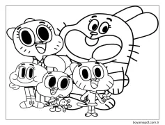 Sevimli Gumball Boyama Sayfası