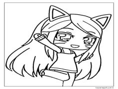 Sevimli kedi kız Gacha Life Boyama Sayfası