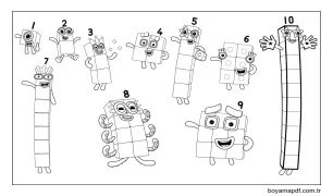 Sevimli Numberblocks Boyama Sayfası