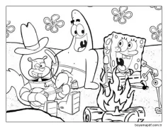 Sevimli Sandy Cheeks Arkadaşlarla Boyama Sayfası