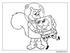 Sevimli Sandy Cheeks ile Sünger Bob Boyama Sayfası