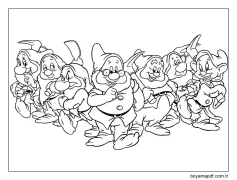 Sevimli Yedi Cüceler Boyama Sayfası