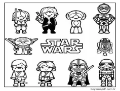 Sevimli Yıldız Savaşları Boyama Sayfası
