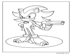 Shadow Sonic silah ile çizin Boyama Sayfası