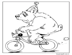 Sirk Ayısı Bisiklet Sürüyor Boyama Sayfası