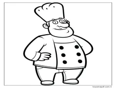 Şişman Bir şef Boyama Sayfası