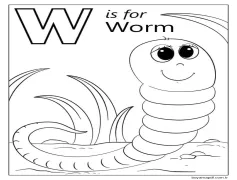 Solucan Harfi W Boyama Sayfası